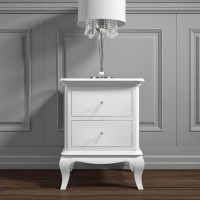 Florentine 2 Drawer French Style Bedside Table in White Florentine 2 Drawer French Style Bedside Table in White