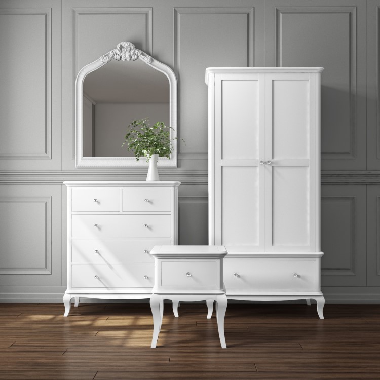 Florentine 2 Drawer French Style Bedside Table in White