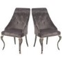 GRADE A1 - Vida Living Cassia Grey Velvet Pair of Dining Chairs with Polished Legs