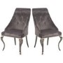 GRADE A1 - Vida Living Cassia Grey Velvet Pair of Dining Chairs with Polished Legs