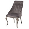 Set of 2 Grey Velvet Dining Chairs with Silver Legs - Vida Living Cassia