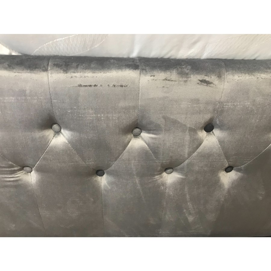 GRADE A2 - Sacha Velvet Day Bed in Anthracite Grey - Trundle Bed Included