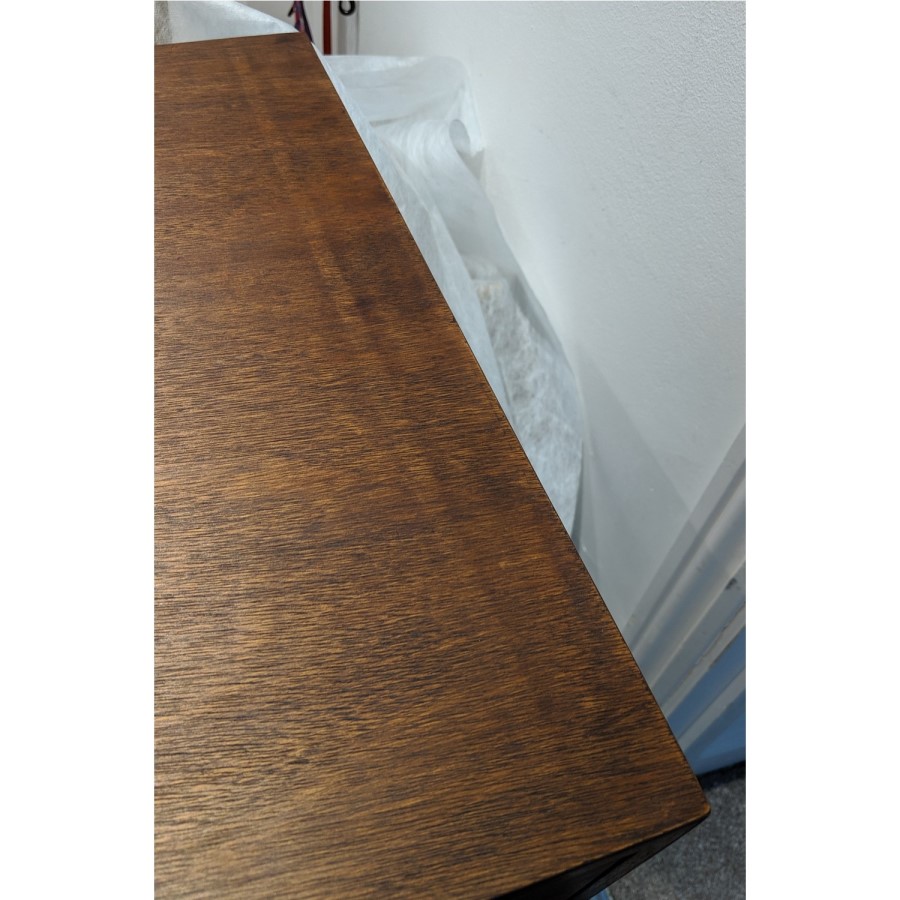 GRADE A2 - Aubrey Walnut 2 Drawer Dressing Table with Gold Legs
