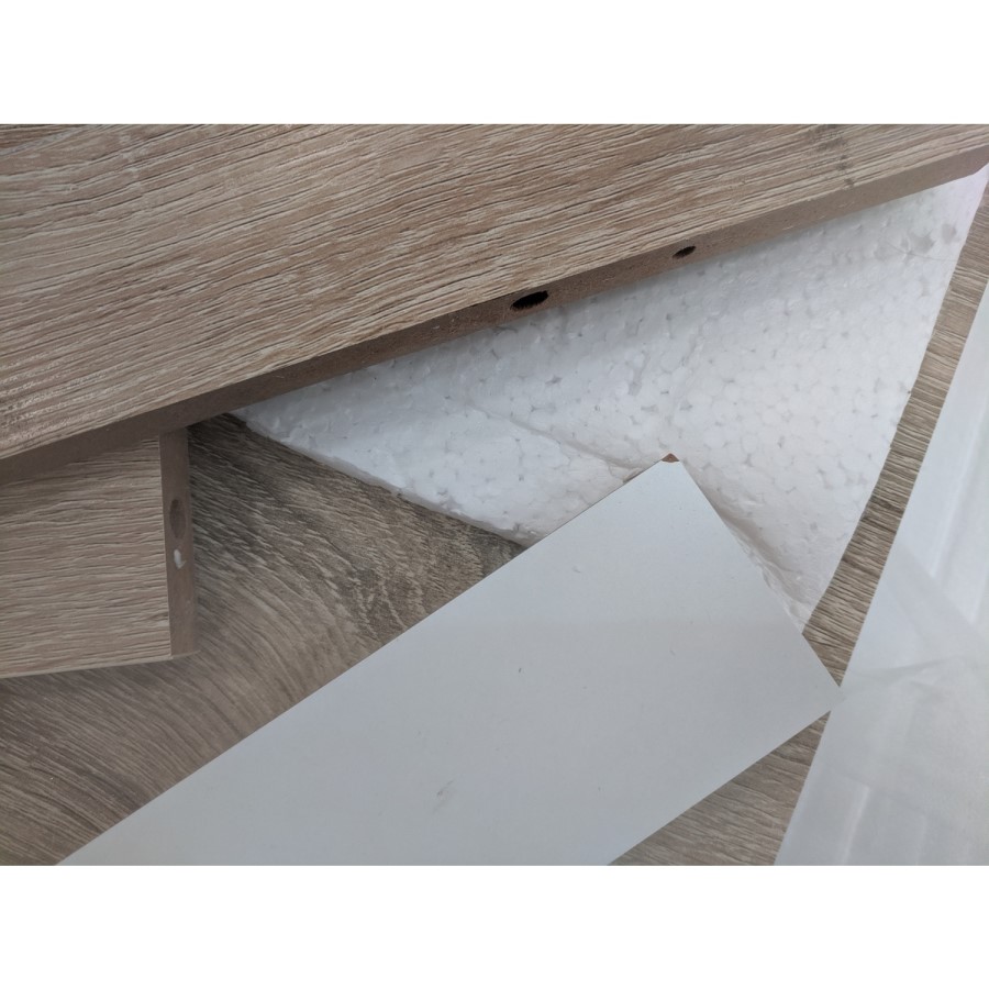 GRADE A2 - Square Coffee Table in White High Gloss & Light Wood Effect - Tiffany