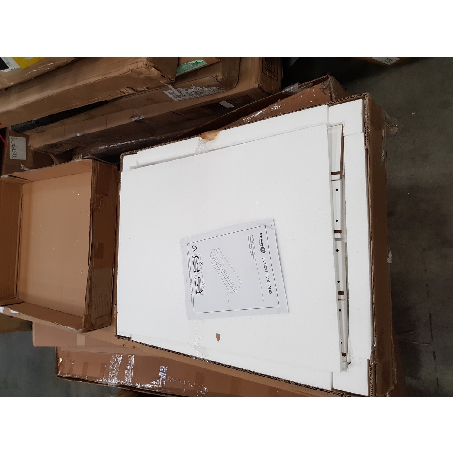 GRADE A2 White Gloss TV Unit with Soundbar Shelf Harlow TV's up