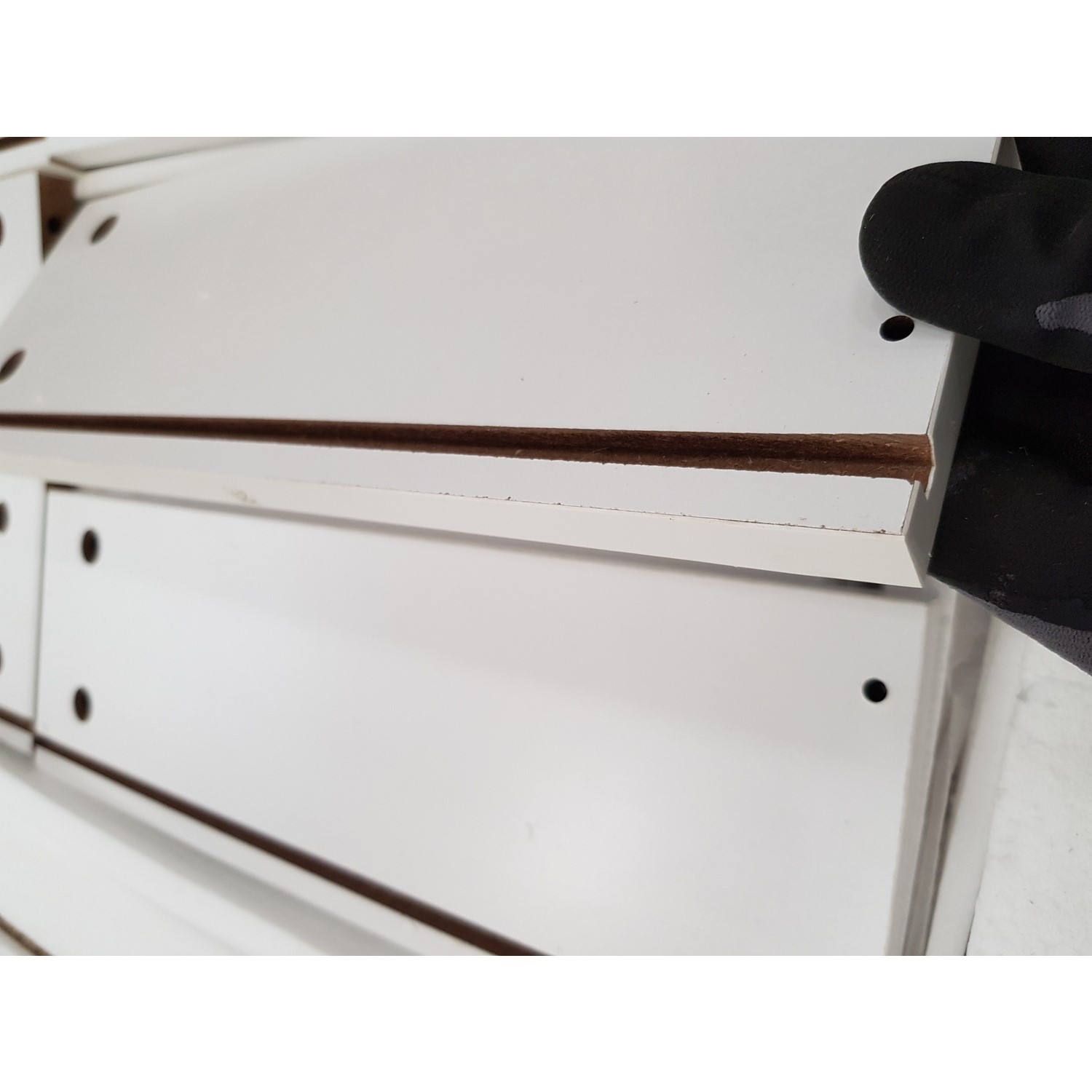 GRADE A2 White Gloss TV Unit with Soundbar Shelf Harlow TV's up