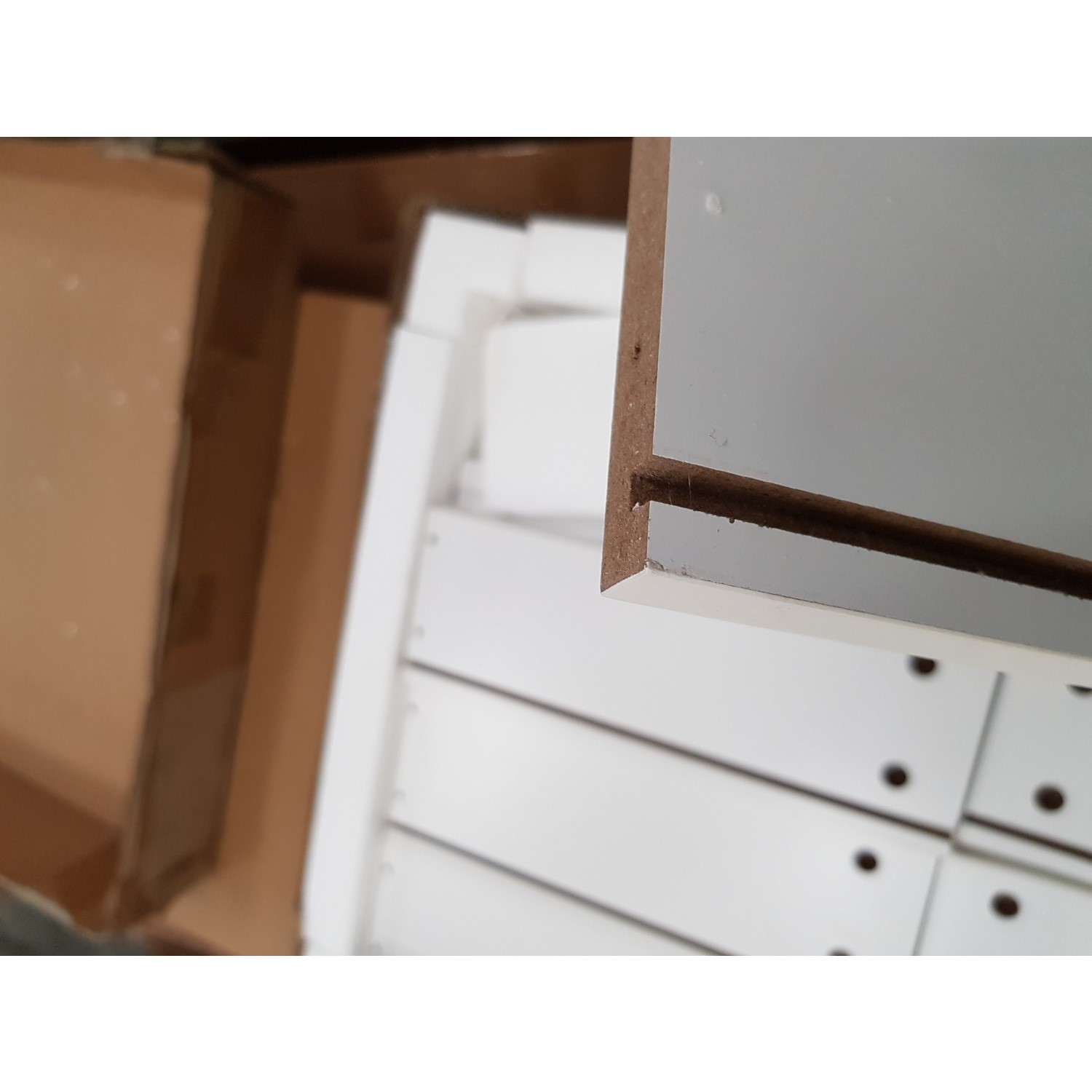 GRADE A2 White Gloss TV Unit with Soundbar Shelf Harlow TV's up