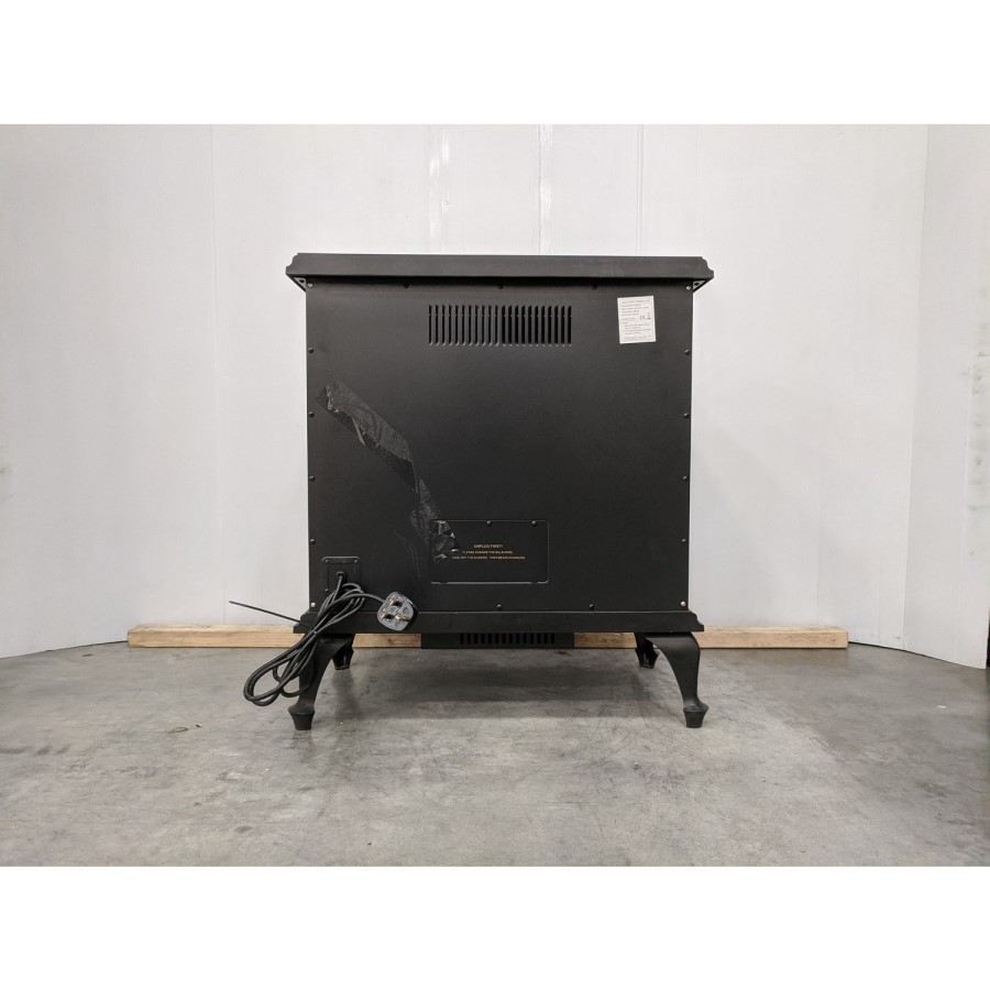 GRADE A2 - AmberGlo Large Electric Stove Fire in Black with Double Doors & Log Fuel Bed