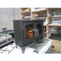 GRADE A2 - Adam Woodhouse Black Electric Fireplace Heater Stove with Double Doors & Log Effect Fuel Bed