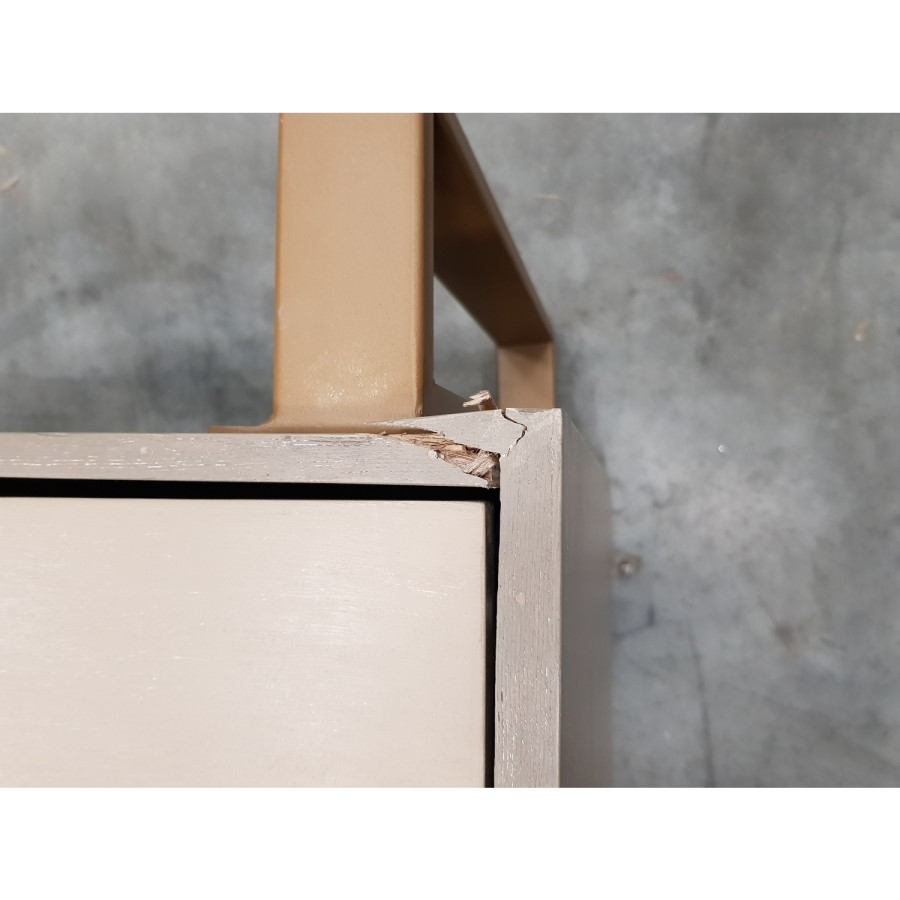 GRADE A2 - Anastasia 6 Drawer Chest of Drawers in Taupe with Gold Painted Wooden Trim