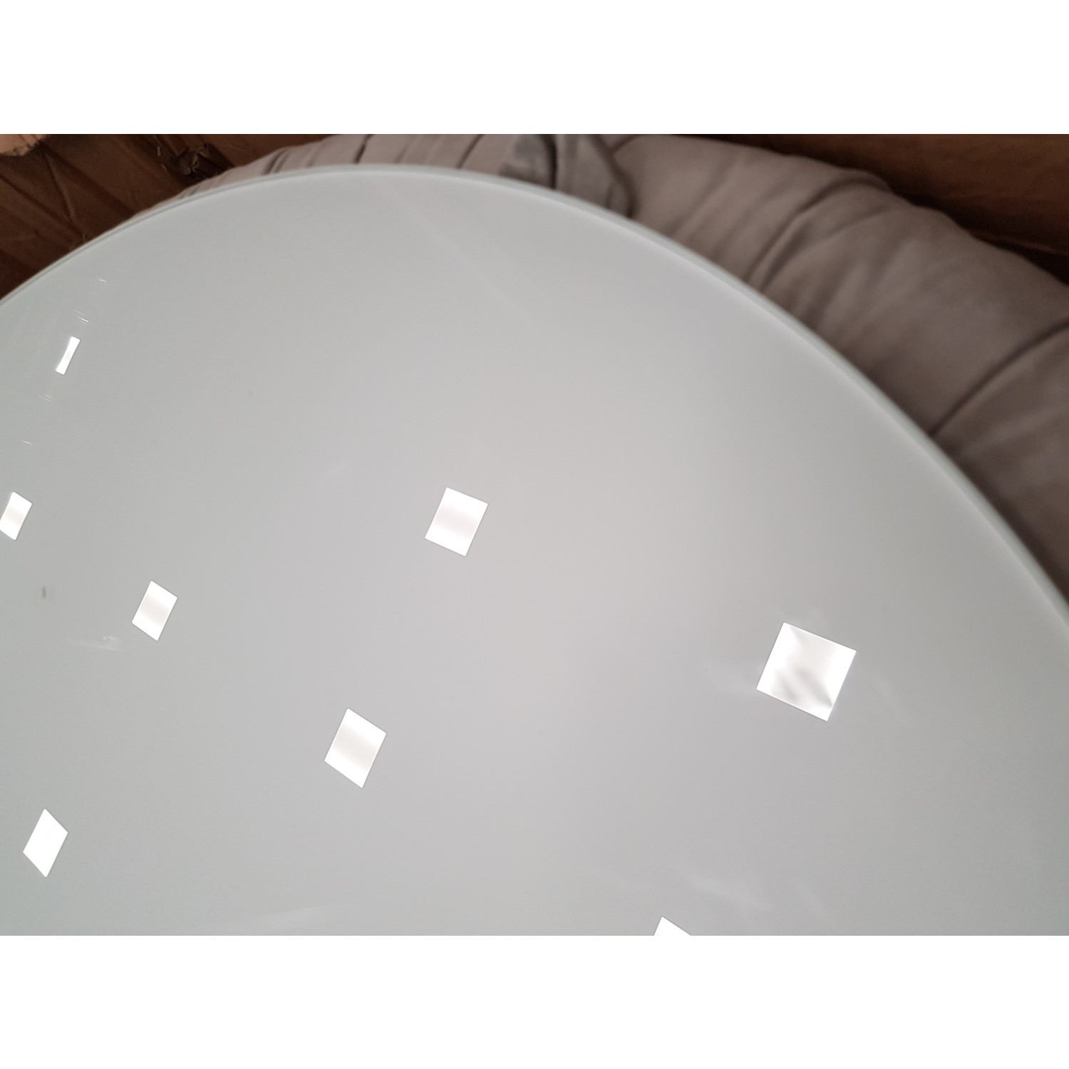 GRADE A2 Silver Grey Velvet Ottoman Storage Pouffe with White Glass