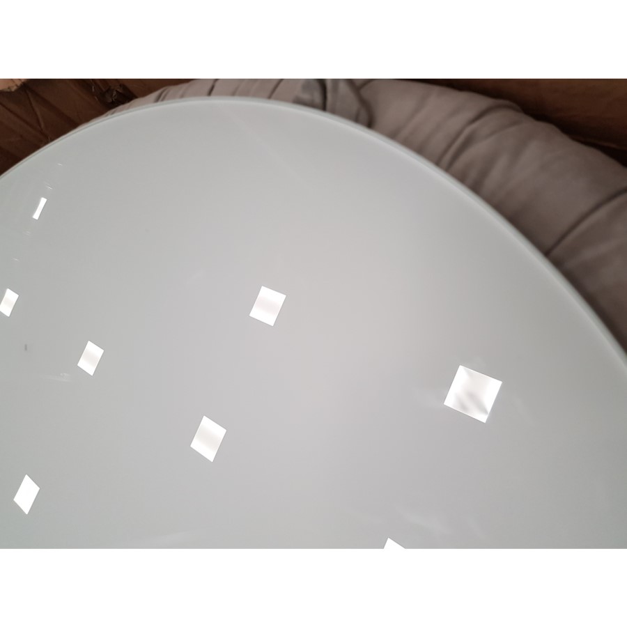 GRADE A2 - Silver Grey Velvet Ottoman Storage Pouffe with White Glass Top - Coffee Table - Clio