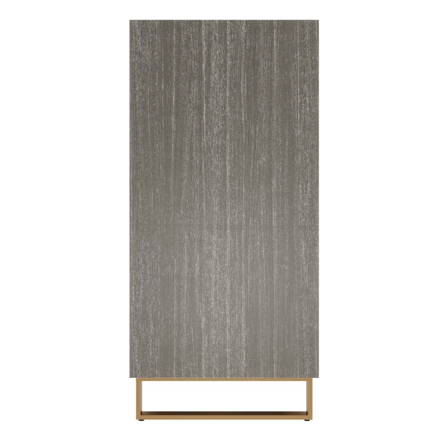 GRADE A1 - Anastasia 3 Drawer Chest of Drawers in Taupe with Brass Painted Wooden Trim