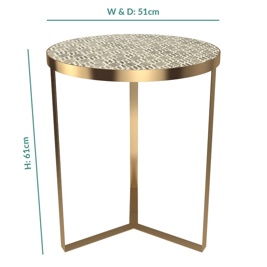 Iris Patterned and Gold Side Table