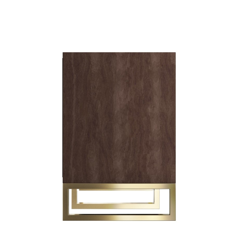 GRADE A2 - Aubrey Walnut 6 Drawer Wide Chest of Drawers with Gold Legs