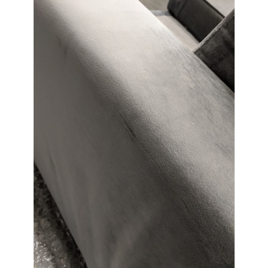 GRADE A2 - Grey Velvet Corner Sofa with Bolster Cushions - Seats 3 - Idris