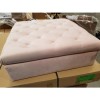 GRADE A2 - Large Quilted Button Ottoman Pouffe in Light Pink Velvet - Inez