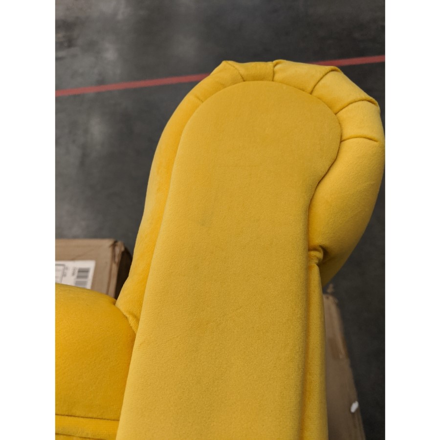 GRADE A2 - Safina Yellow Velvet Bench with Quilted Arm Rest