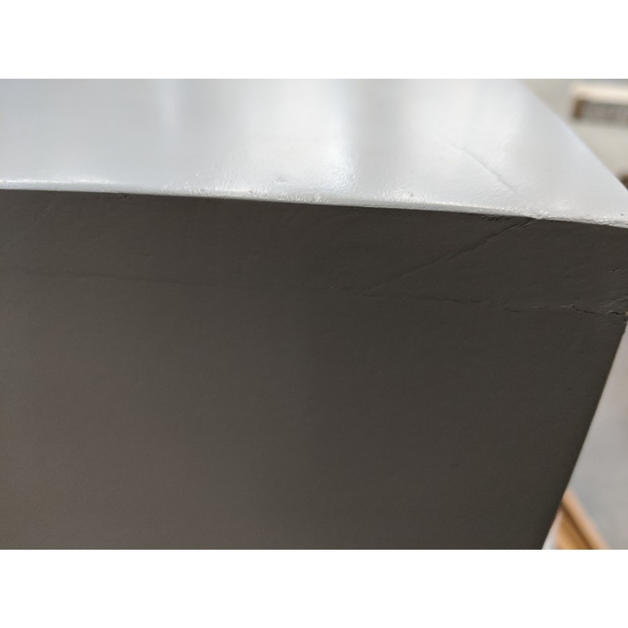 GRADE A2 - Ezra Chevron 3 Drawer Bedside Table in Pale Grey