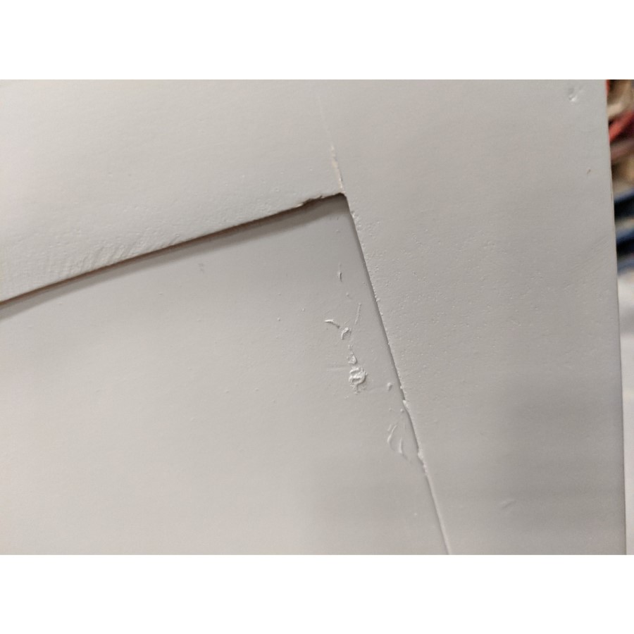 GRADE A2 - Ezra Chevron 3 Drawer Bedside Table in Pale Grey