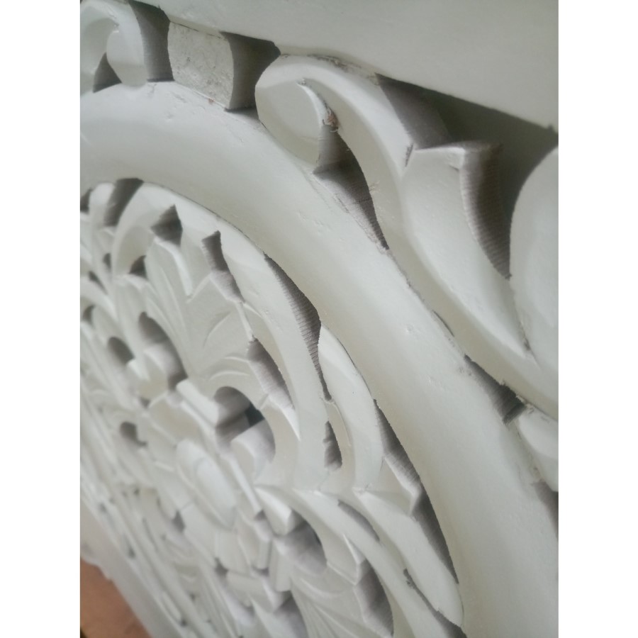 GRADE A2 - Fraya White Bedside Table with Hand Carved Detail