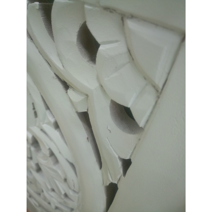 GRADE A2 - Fraya White Bedside Table with Hand Carved Detail