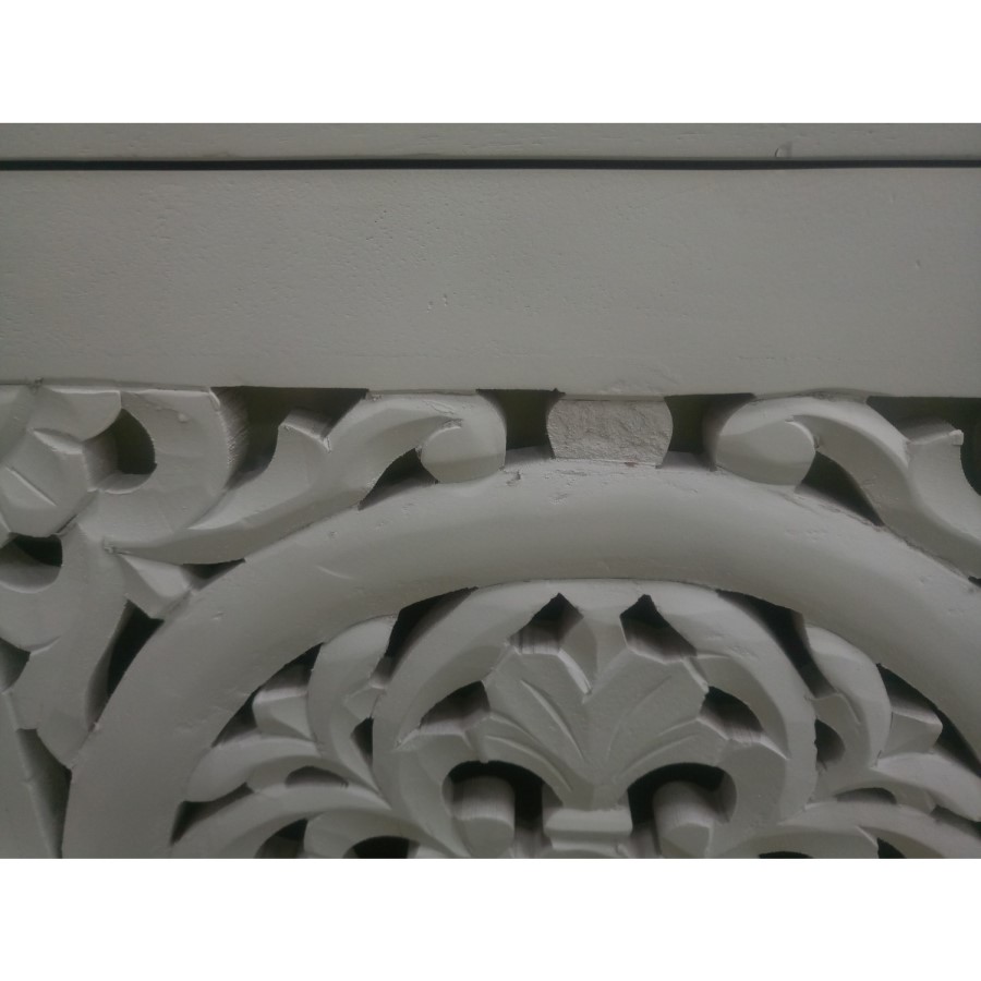 GRADE A2 - Fraya White Bedside Table with Hand Carved Detail