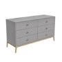 GRADE A2 - Ezra Chevron Wide 6 Drawer Chest of Drawers in Pale Grey