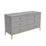 GRADE A2 - Ezra Chevron Wide Chest of Drawers in Pale Grey