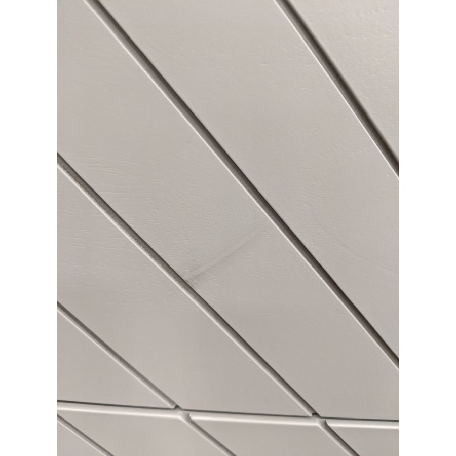 GRADE A2 - Ezra Chevron Wide Chest of Drawers in Pale Grey