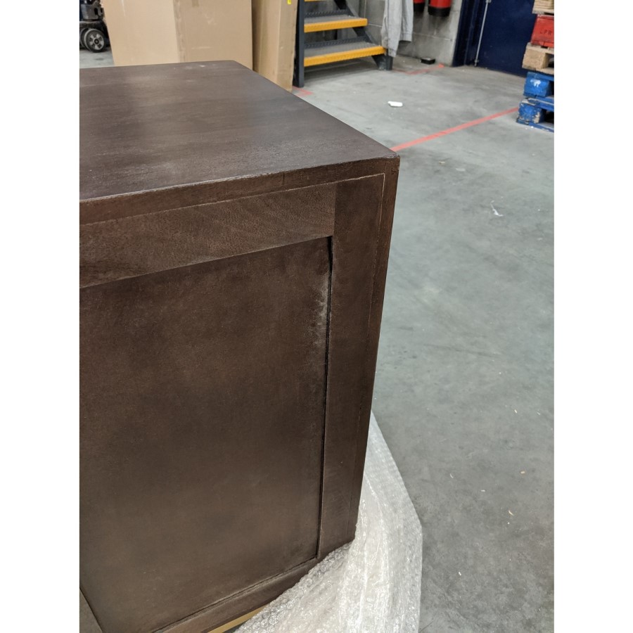 GRADE A2 - Jude Chevron Chest of Drawers in Dark Wood
