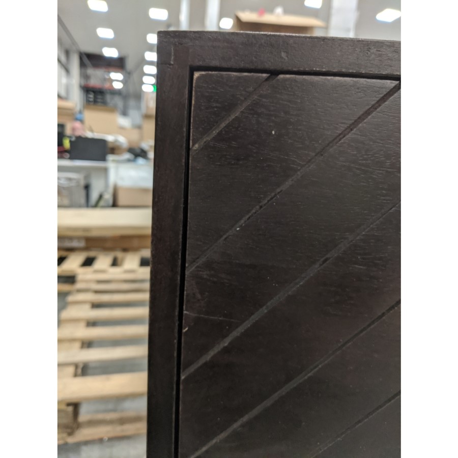 GRADE A2 - Jude Chevron Chest of Drawers in Dark Wood
