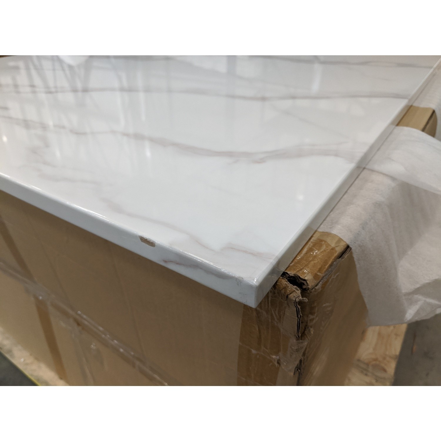 GRADE A2 White Marble & Silver Coffee Table Julian Bowen Scala