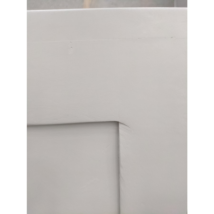 GRADE A2 - Ezra Chevron 3 Drawer Bedside Table in Pale Grey