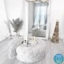 GRADE A1 - Xena Large Quilted Button Pouffe in Light Grey Velvet