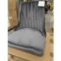 GRADE A2 - Pair of Grey Velvet Ribbed Dining Chairs with Black Legs - Penelope