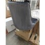 GRADE A2 - Pair of Grey Velvet Ribbed Dining Chairs with Black Legs - Penelope
