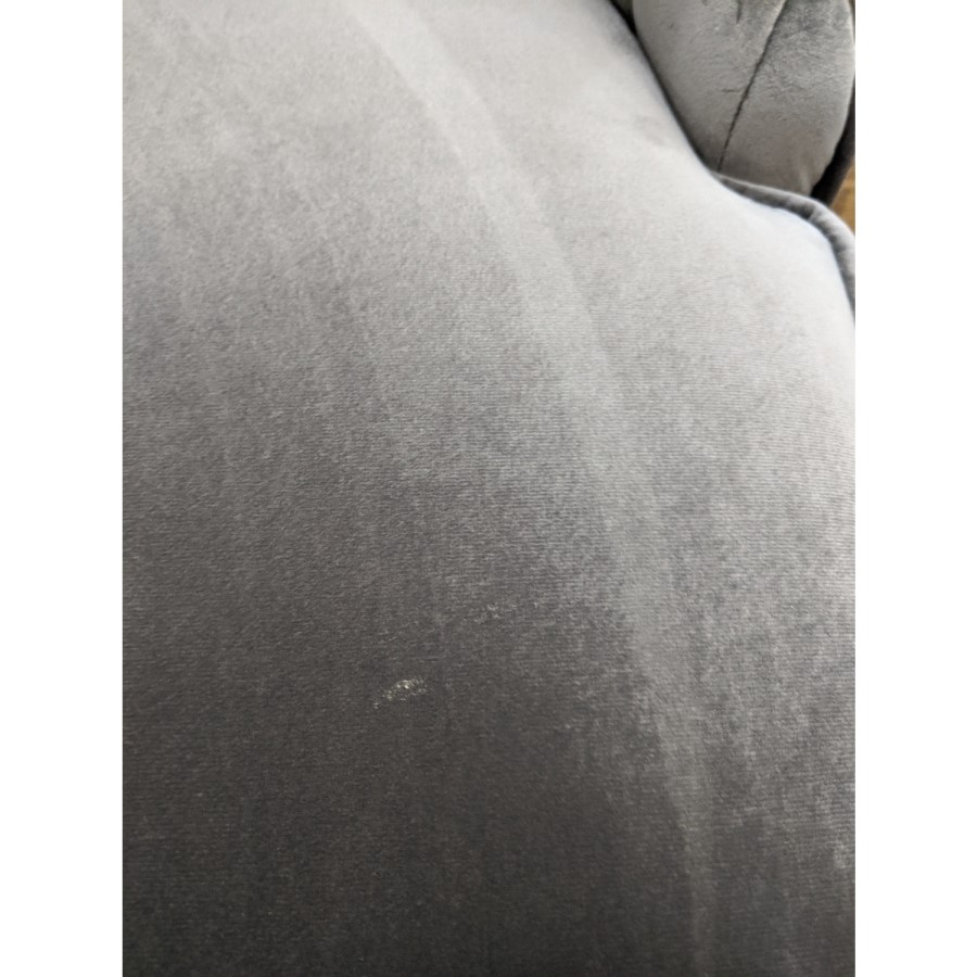 GRADE A2 - Pair of Grey Velvet Ribbed Dining Chairs with Black Legs - Penelope
