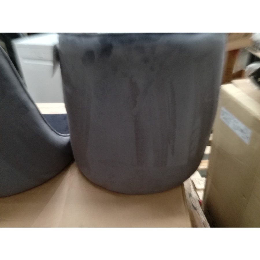 GRADE A2 - Pair of Grey Velvet Ribbed Dining Chairs with Black Legs - Penelope