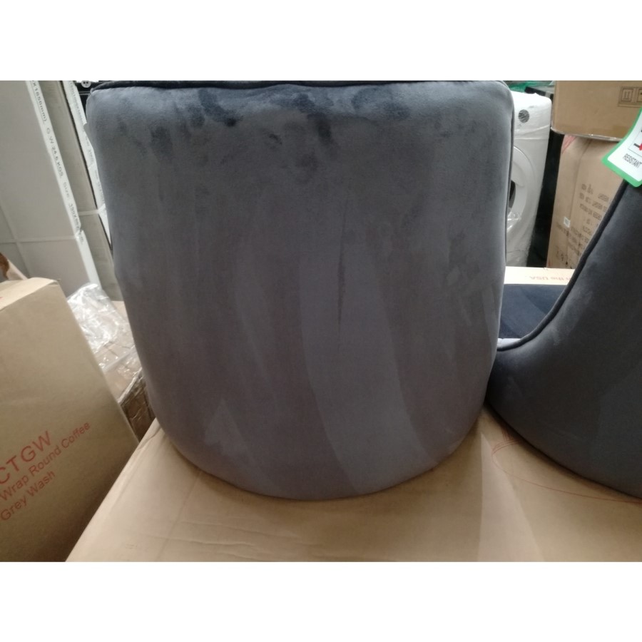 GRADE A2 - Pair of Grey Velvet Ribbed Dining Chairs with Black Legs - Penelope