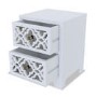 Grey Mirrored Boho 2 Drawer Bedside Table - Alexis