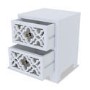 GRADE A2 - Alexis Mirrored 2 Drawer Bedside Table in Pale Grey with Carved Detail