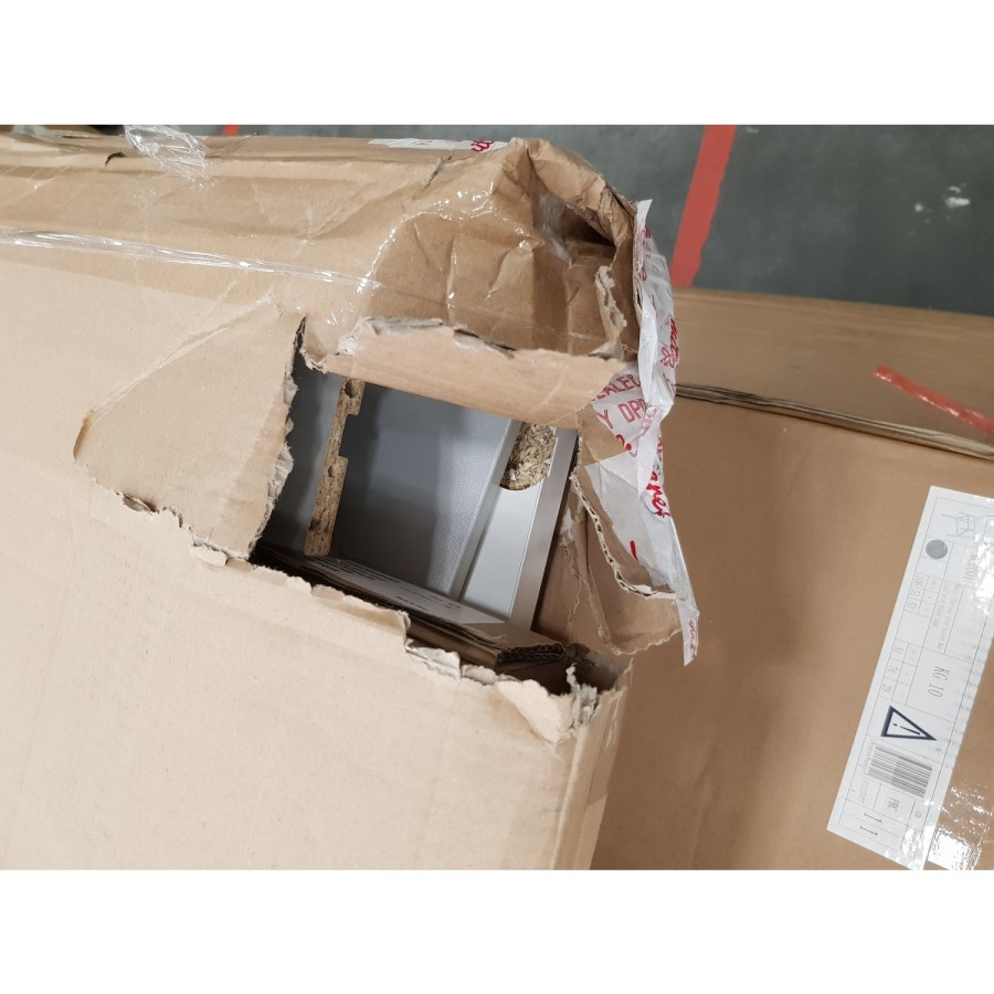 GRADE A2 - Office Desk in White High Gloss & 2 Drawers - Function