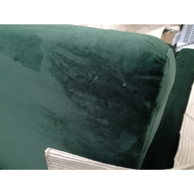 GRADE A2 - Dark Green Velvet Corner Sofa with Bolster Cushions - Seats 3 - Idris