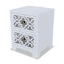 GRADE A2 - Alexis Mirrored 2 Drawer Bedside Table in Pale Grey with Carved Detail