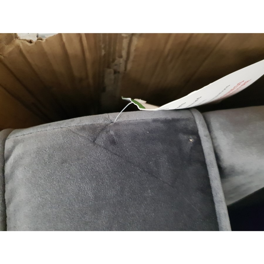 GRADE A2 - Elba Grey Velvet Sofa with Button Detailing & Bolster Cushions - Seats 2