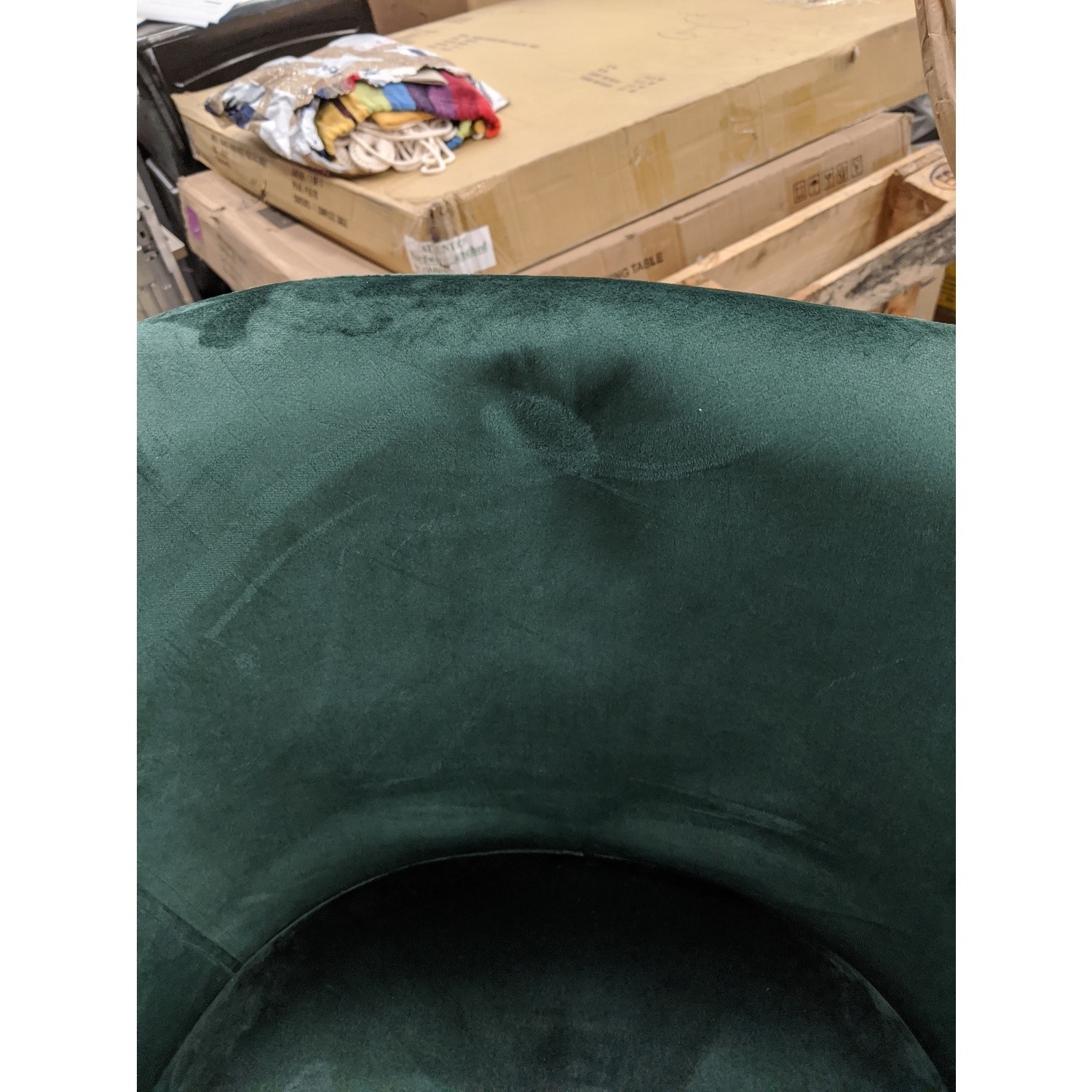 GRADE A2 Green Velvet Office Swivel Chair with Gold Base Marley