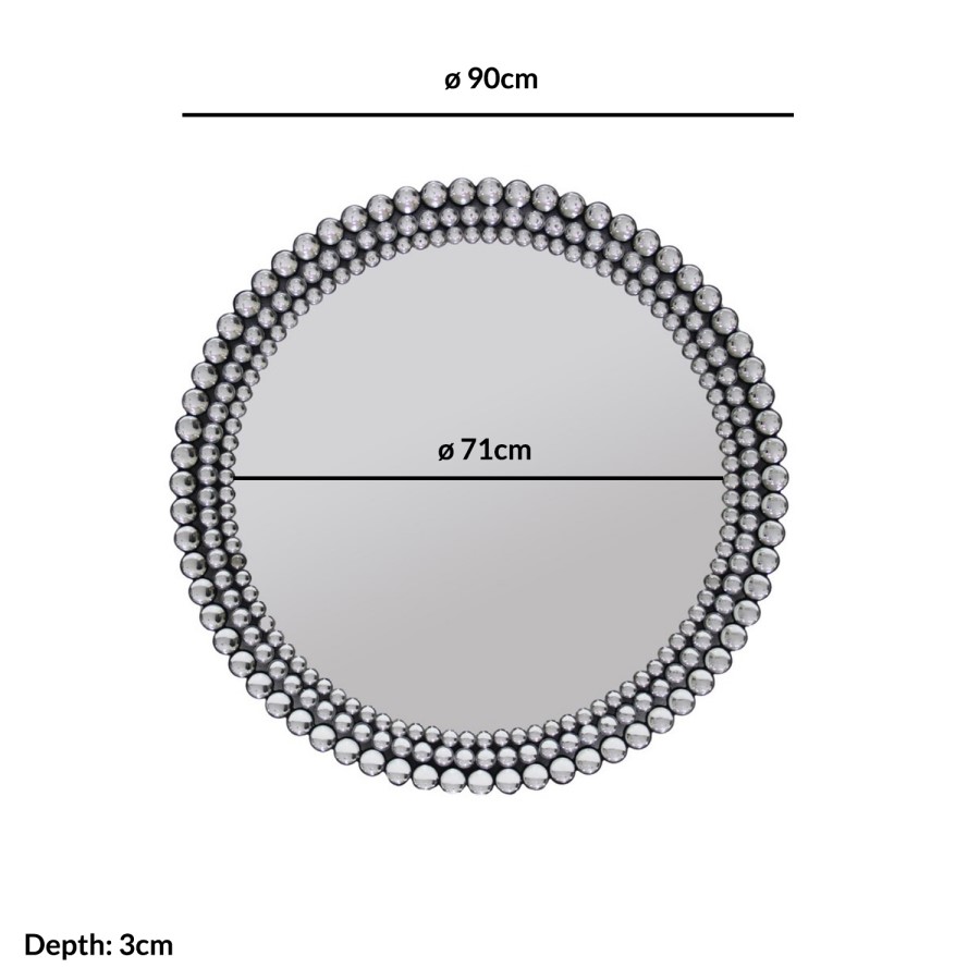 Silver Gem Round Wall Mirror - Jade Boutique