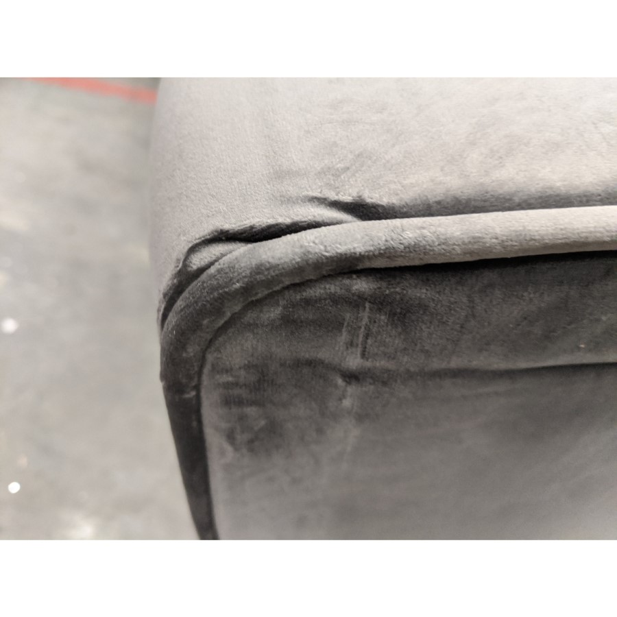 GRADE A2 - Elba Grey Velvet Sofa with Button Detailing & Bolster Cushions - Seats 2