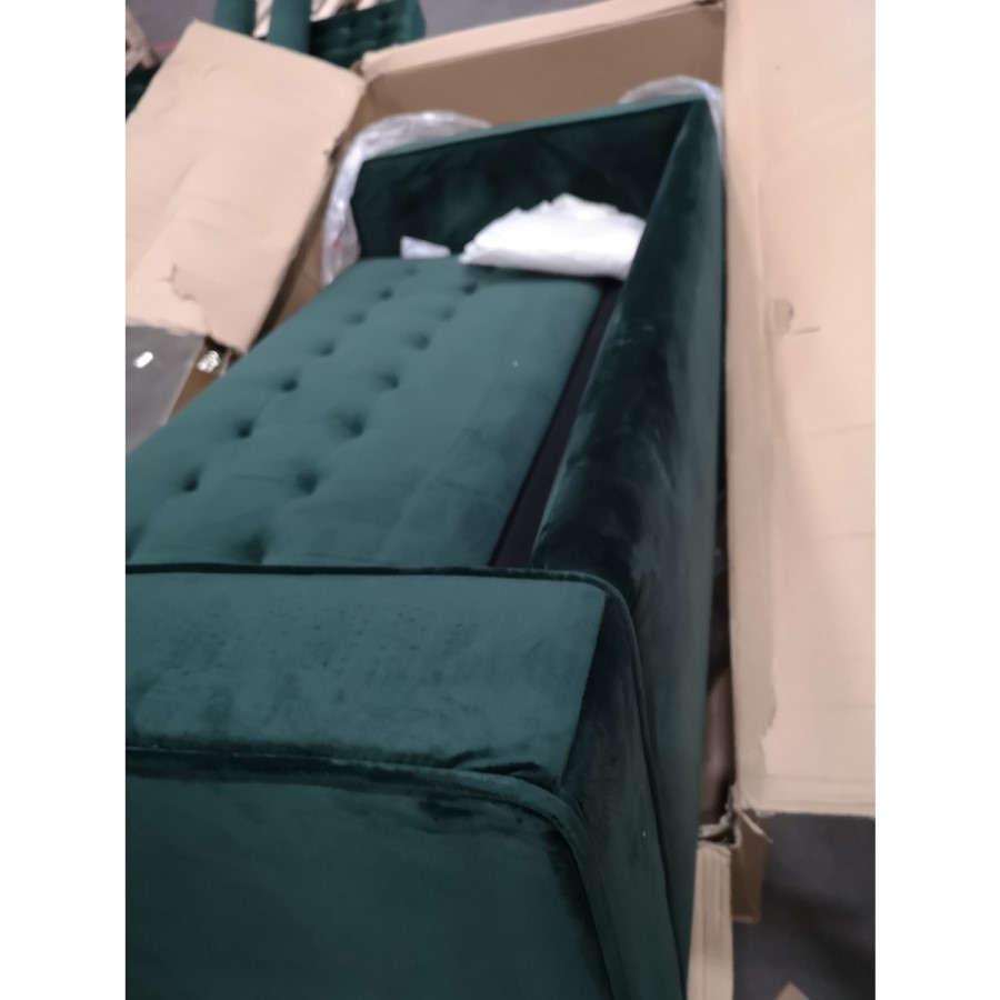 GRADE A2 - Elba Green Velvet Sofa with Button Detailing & Bolster Cushions - Seats 2